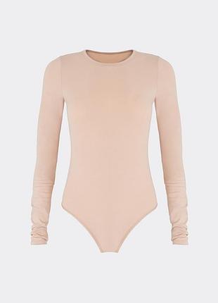 Жіноче бавовняне боді giulia body line 3307/010 s/m beige-beige, комфортне боді на кожен день