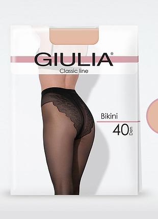 Жіночі колготки з ажурними трусиками giulia bikini 40 den nero, 3(m) daino, 2(s)