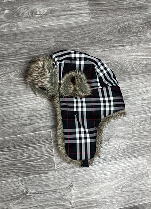 Зимова шапка ушанка mad bomber в стилі burberry в гарному стані, оригінал l
