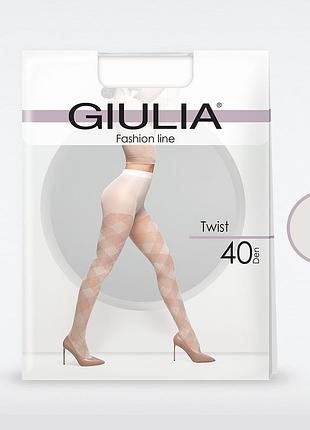 Фантазийные колготки с дизайном в виде ромбов giulia twist 40 (2) crema, 2 crema, 4