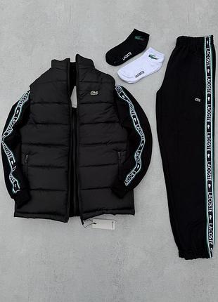 Набор lacoste жилет кофта штаны черные лампас