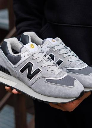 Кросівки new balance 574 сріблясті сірі для чоловіків зручне легке взуття для повсякденного носіння нью беленс