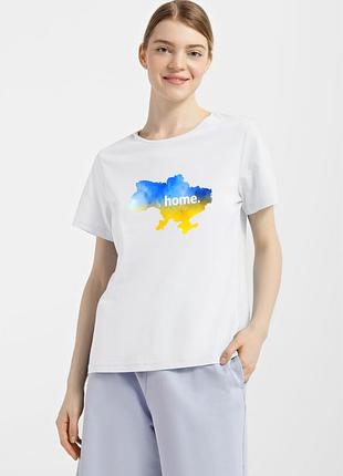 Футболка женская белая с принтом "home", 2xl