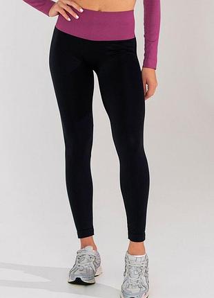 Жіночі безшовні легінси з push-up ефектом та контрастним поясом giulia flexing leggings glam s/m multicolor-black/domsor