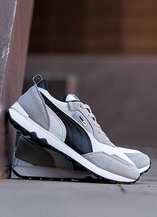 Кроссовки puma rider fv пума райдер фв серые черные белые для мужчин спортивные и легкие