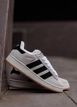 Жіночі кросівки adidas campus grey black, адідас кампус сірі з чорним