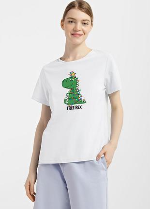 Футболка жіноча біла з принтом "tree rex", l