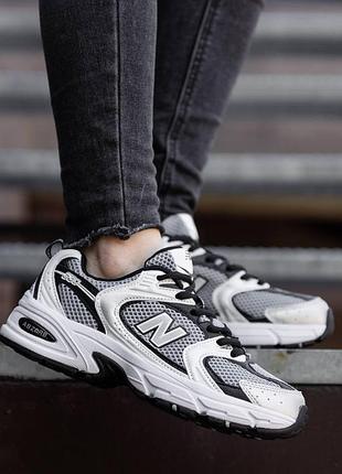 Кроссовки женские new balance 530 white black, нью баланс 530 белые с черным