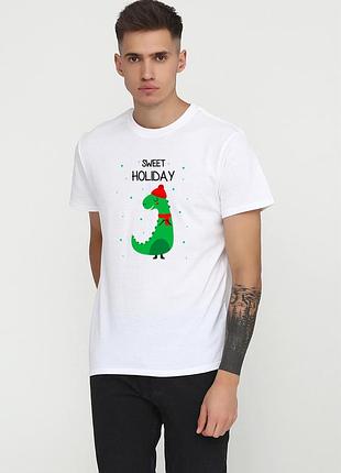 Футболка чоловіча біла з принтом "sweet holiday (dragon)", l
