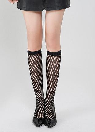 Гольфы в сетку до колена с узором one size