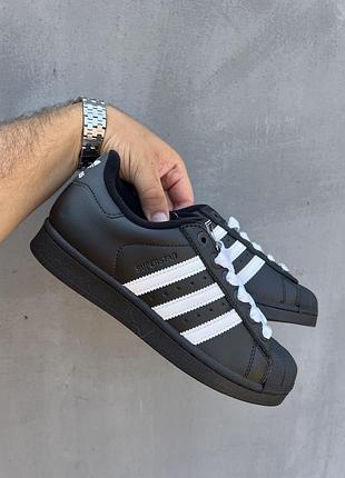 Кеды adidas superstar кожаные черные для женщин стильные удобные кроссовки адидас суперстар