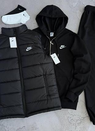 Набор tnf жилет соп худи штаны черные 2 пары носков в подарок!