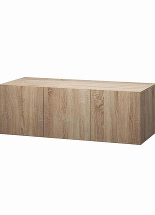 Антресоль vays m-64 дуб сонома, верхний 3-дверный шкаф, без ручек, лдсп, 120×50×40 см - для спальни, прихожей, гардеробной