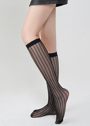 Гольфы сеточка вертикалье полоски one size