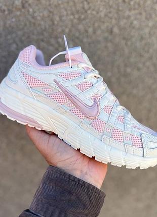 Кроссовки женские nike p-6000 найк п-6000 бежевые и розовые для спорта и повседневной носки