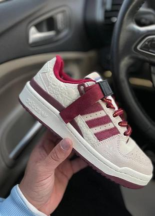 Кросівки adidas forum 84 low beige bordo, адіас international 84 бежеві з бордовим