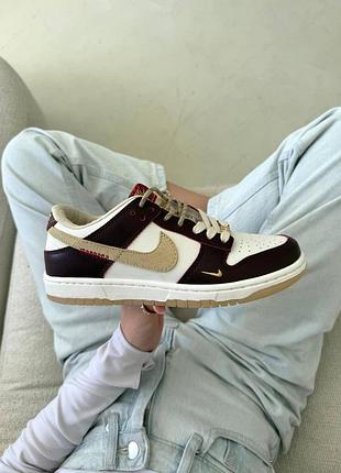 Кроссовки nike dunk lx найк данк лх белые с бордовым для мужчин и женщин легкие и удобные