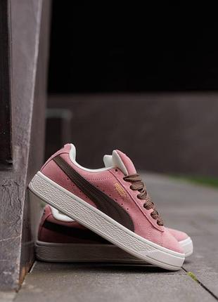 Кеды женские puma suede xl pink brown, кроссовки пума сьюд хл розовые