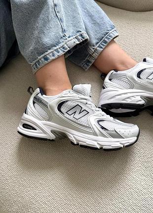Кроссовки new balance 530 нью баланс белые с синим для женщин удобные и легкие