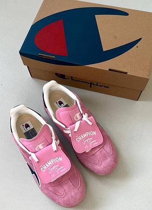 Кроссовки champion essentials champ t-trainer shoes pink, женские кеды чемпион трейнер замшевые розовые