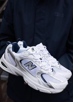 Кроссовки мужские new balance 530 white blue, нью баланс 530 белые с синим