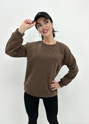 Базовый однотонный свитшот "stand" оптом | норма и батал шоколадный, 42-44