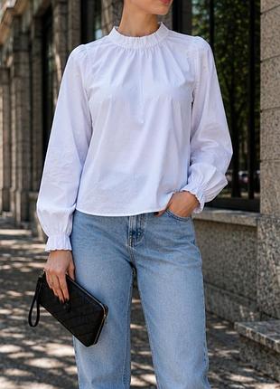 Cos оригінал біла блуза oversize minimalism об’ємна бавовняна блуза з об’ємними рукавами