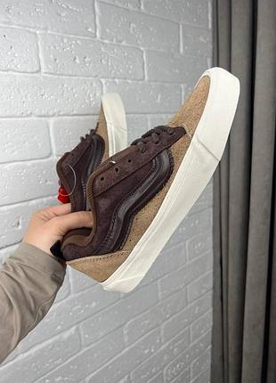 Кеды vans knu skool brown, женские кроссовки ванс кну скул коричневые замшевые