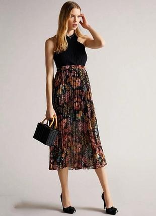 Сукня міді юбка пліссе ted baker в квітковий принт розмір 4 /46-48