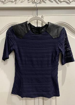 💙 rag & bone дизайнерський топ зі шкіряними вставками