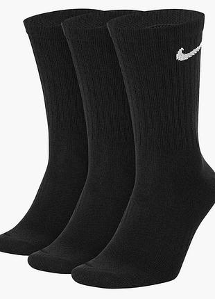 Шкарпетки чоловічі nike u everyday ltwt crew (3 пари, неутеплені) black sx7676-010