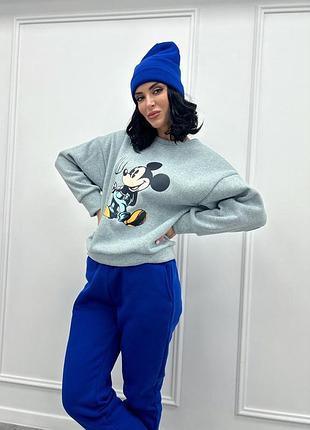 Двухцветный спортивный костюм с шапкой "minnie" оптом | норма электрик, 42-44
