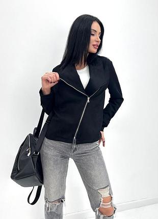 Замшевая куртка-жакет nessa 42-44, черный