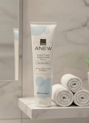 Гель-желе для вмивання з екстрактом деревного вугілля, 150 мл avon anew /ейвон гель для обличчя