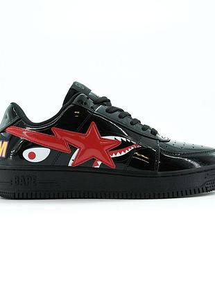 Кроссовки bape sta m2 patent venom, кеды бейп ста м2 патент веном черне с красным