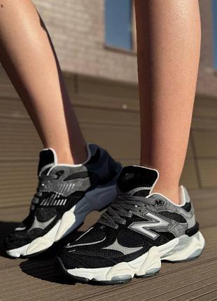 Кроссовки new balance 9060 для женщин черные с серым и белым легкие удобные нью баланс для повседневной носки