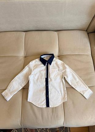 Детская белая рубашка hugo boss 3-4 года 102 см рубашка коттоновая с длинным рукавом