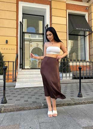 Женская шелковая юбка silk 54-56, шоколадный