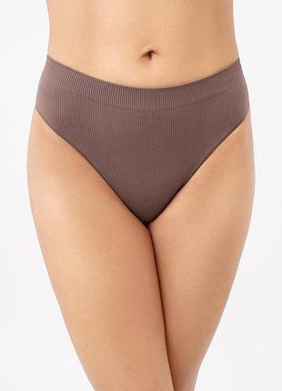 Труси бразиліана жіночі безшовні в рубчик giulia brasilian briefs rib s/m brown-deep taupe, трусики бразиліана джулія