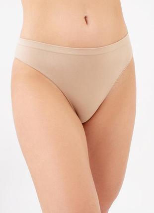 Труси жіночі бразиліана giulia brasilian briefs s/m beige-naturale бежеві безшовні, високі трусики