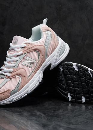 Женские кроссовки new balance 530 розовые классические на весну лето из натуральной замши и текстиля красивыe нью баланс