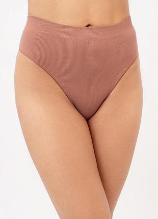 Труси бразиліана жіночі безшовні в рубчик giulia brasilian briefs rib l/xl brown-mokko