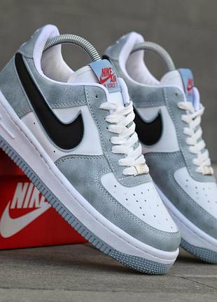 Мужские кроссовки nike air force 1 low синие качественные кроссы на весну осень найк аир форс лоу