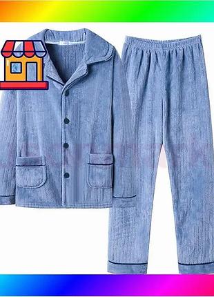 Bs комплект мужской пижамы best mix ck-215 light blue рубашка с длинным рукавом и штанами теплая 2xl bas77/n