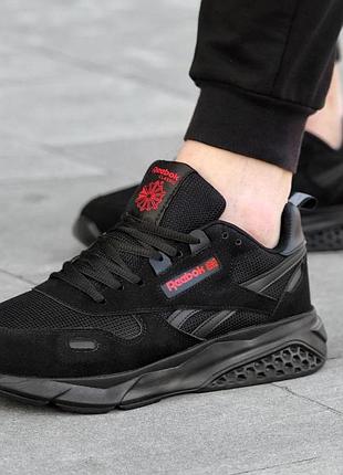 Мужские кроссовки reebok classic leather черные кожаные кроссы на каждый день на лето рибок классик лезер 42