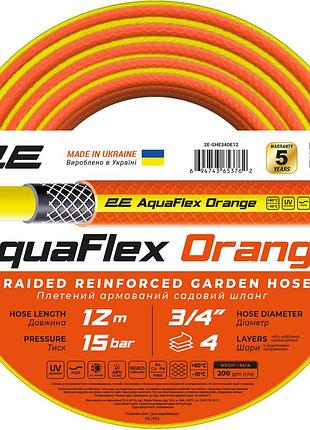 Шланг для полива 2e aquaflex 2e-ghe34oe12, армированный садовый, 3/4”, 20 бар, 12 м, оранжевый/желтый