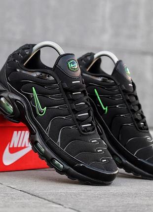 Мужские кроссовки nike air max tn plus черные брендовые кроссы из натуральной кожи на весну лето найк аир макс тн плюс