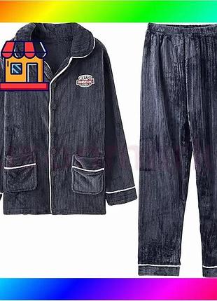 Bs комплект мужской пижамы best mix ck-206 dark gray рубашка с длинным рукавом и штанами теплая 2xl bas77/n