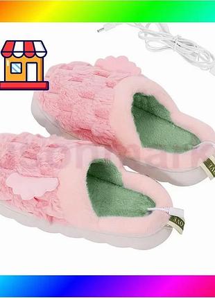 Bs домашні кімнатні капці best mix з підігрівом a-232 usb з крилами pink bas77/n