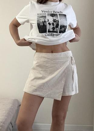 Льняні спідниця шорти h&m (розмір м)